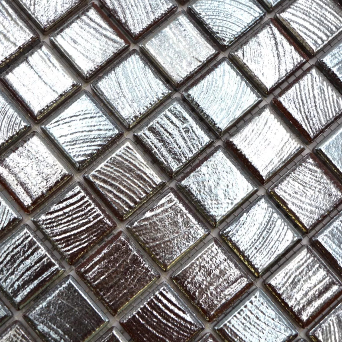 Close up of silver mosaic tile in London 