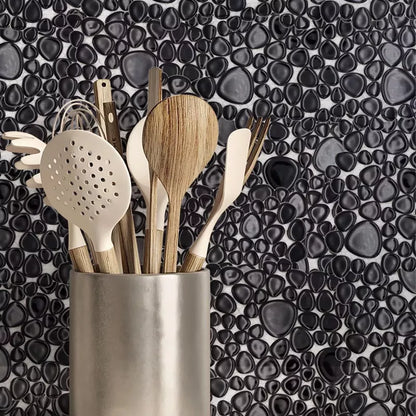 Ceramic Pebble Mosaic Black Gloss 5