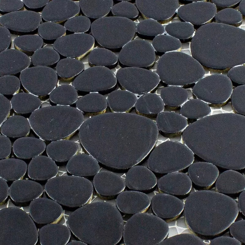 Ceramic Rectangular Pebble Tile Ceramic Pebble Mosaic Black Matt – Luxury Tiles UK
