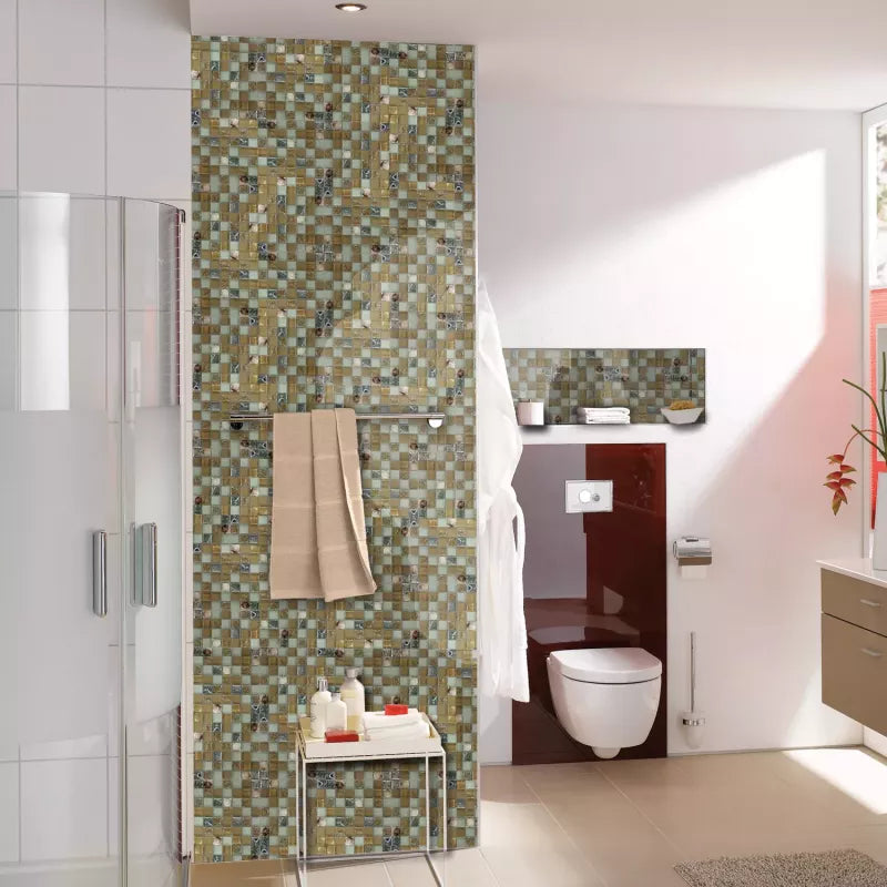 Shell Tile Toilet Champagne Shell & Glass Mosaic Tile