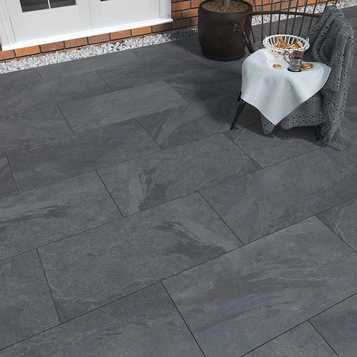 Black Slate Porcelain Garden Paving Outdoor Tiles 20mm