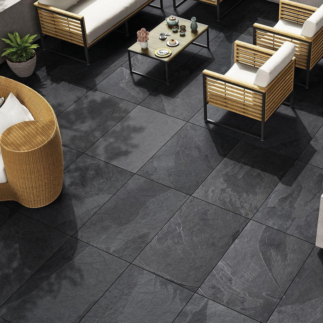 Black Slate Porcelain Paving Outdoor Tiles 20mm
