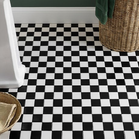 Black and white floor tiles 