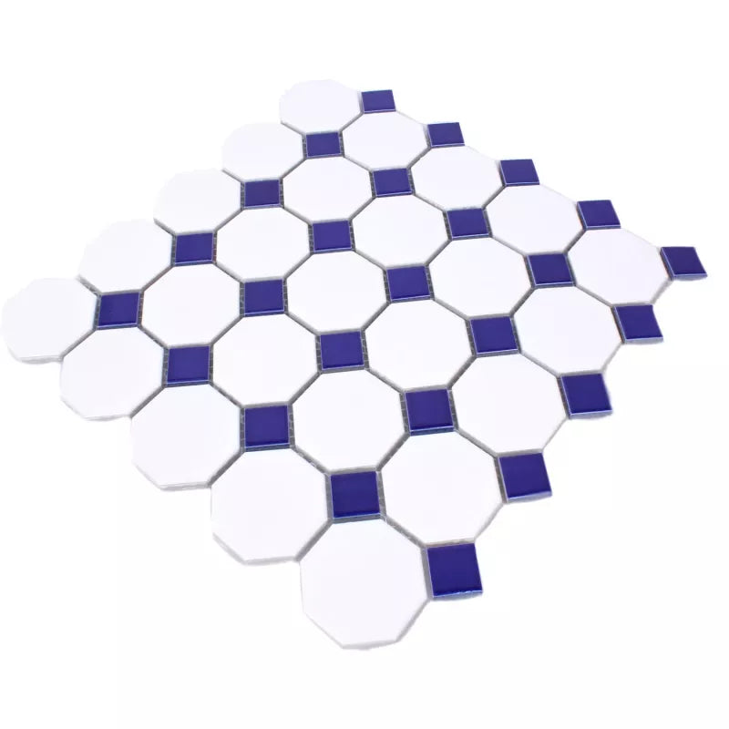 white octagonal mosaic 