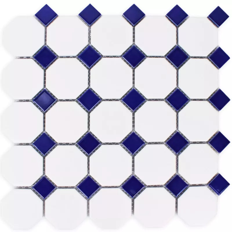 Blue and white ceramic mosaic 