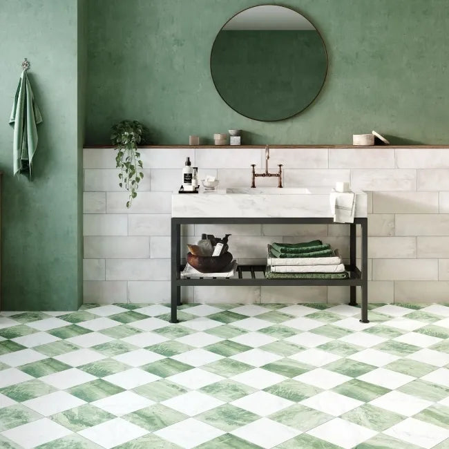 green marble effect bathroom