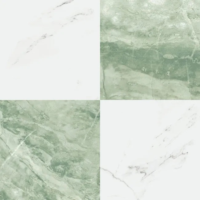 green and white marble effect 