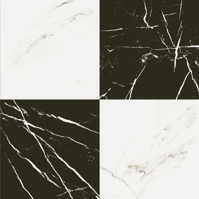 marbled black and white porcelain 