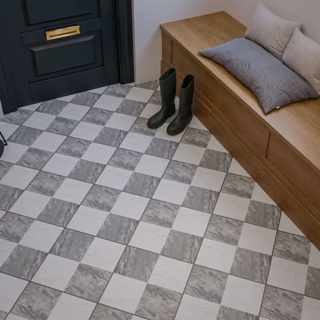 chessboard hallway tiles 