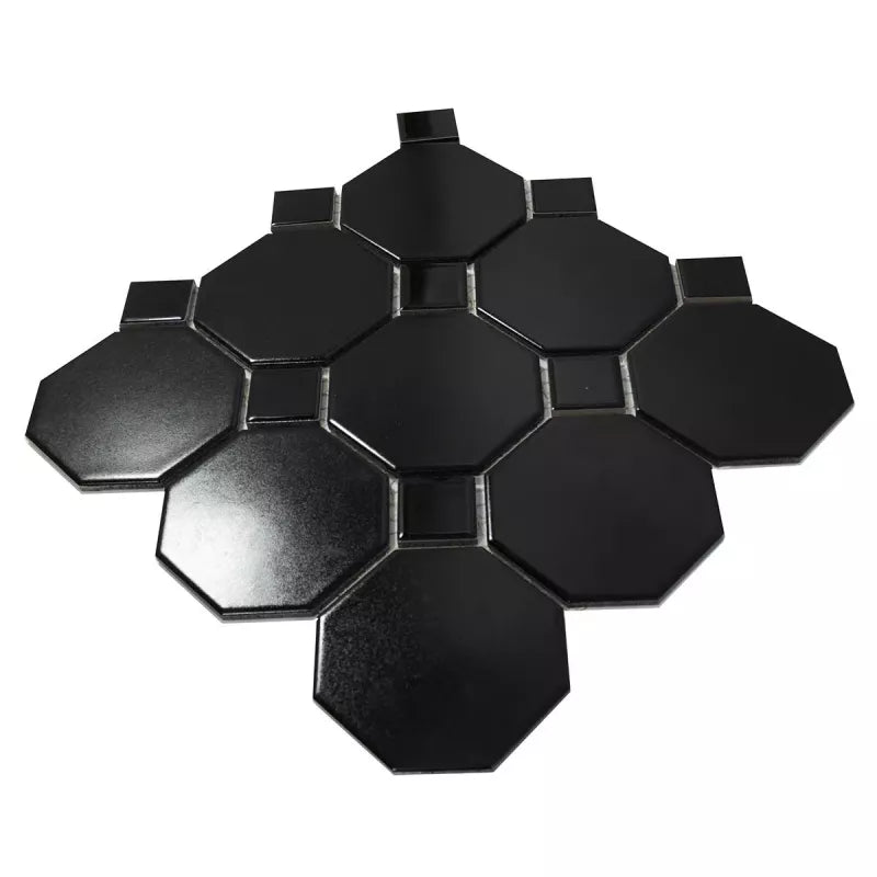 Black floor and wall mosaic 