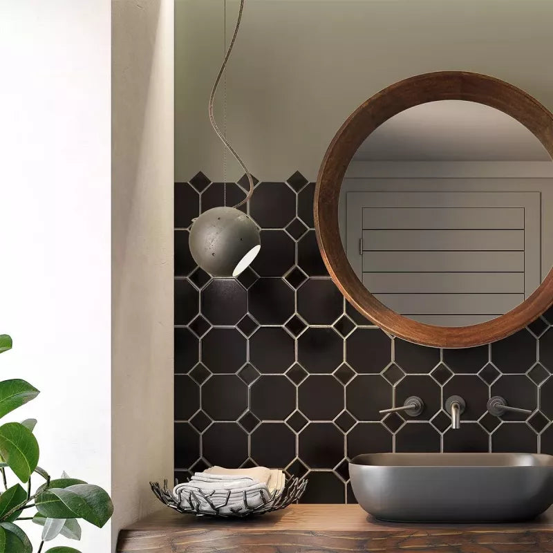 Black mosaic wall decor