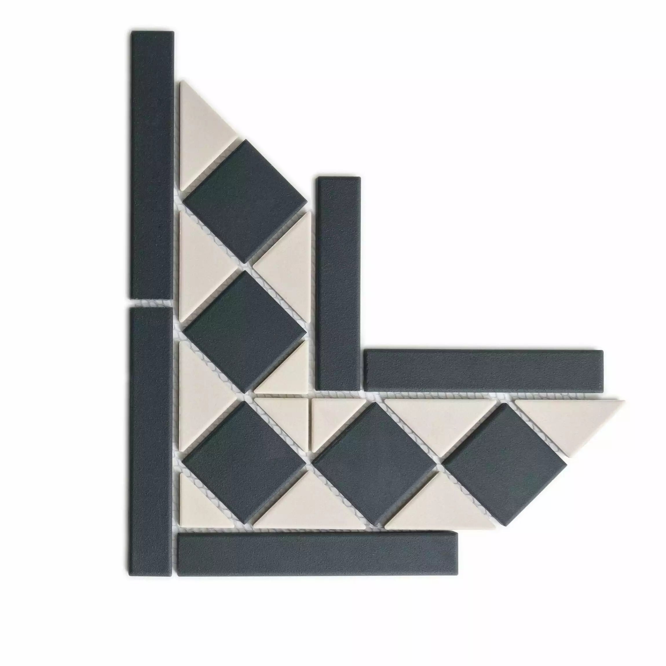 Classic Victorian Indigo Blue And White Corner Border Tile