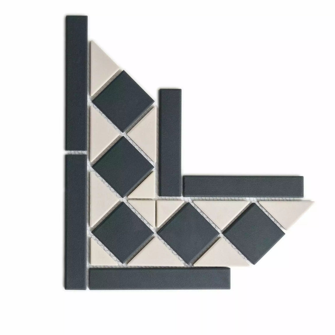 Classic Victorian Indigo Blue And White Corner Border Tile