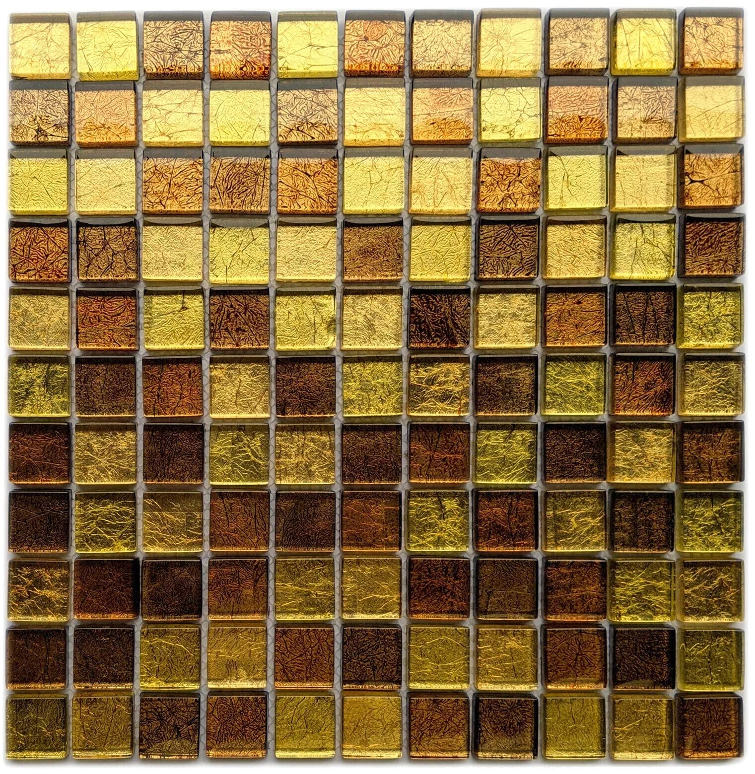 Copper Gold Brown Foil Backed Glass Square Mosaic Wall Tiles 