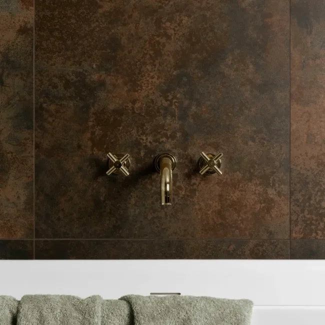 Brown metallic rust effect tiles 