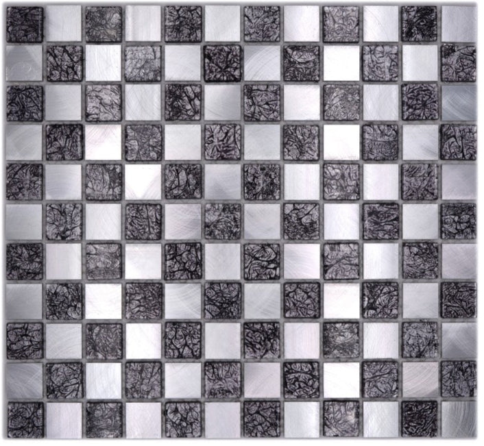 Cosmos Silver Black Mix Metal Glass Mosaic Wall Tile