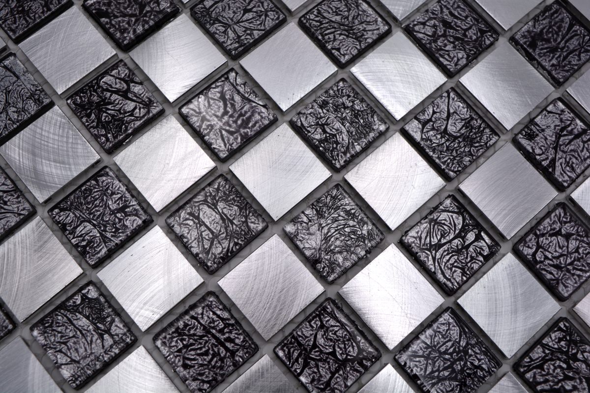 Silver Black Mix Metal Glass Mosaic Wall Tile