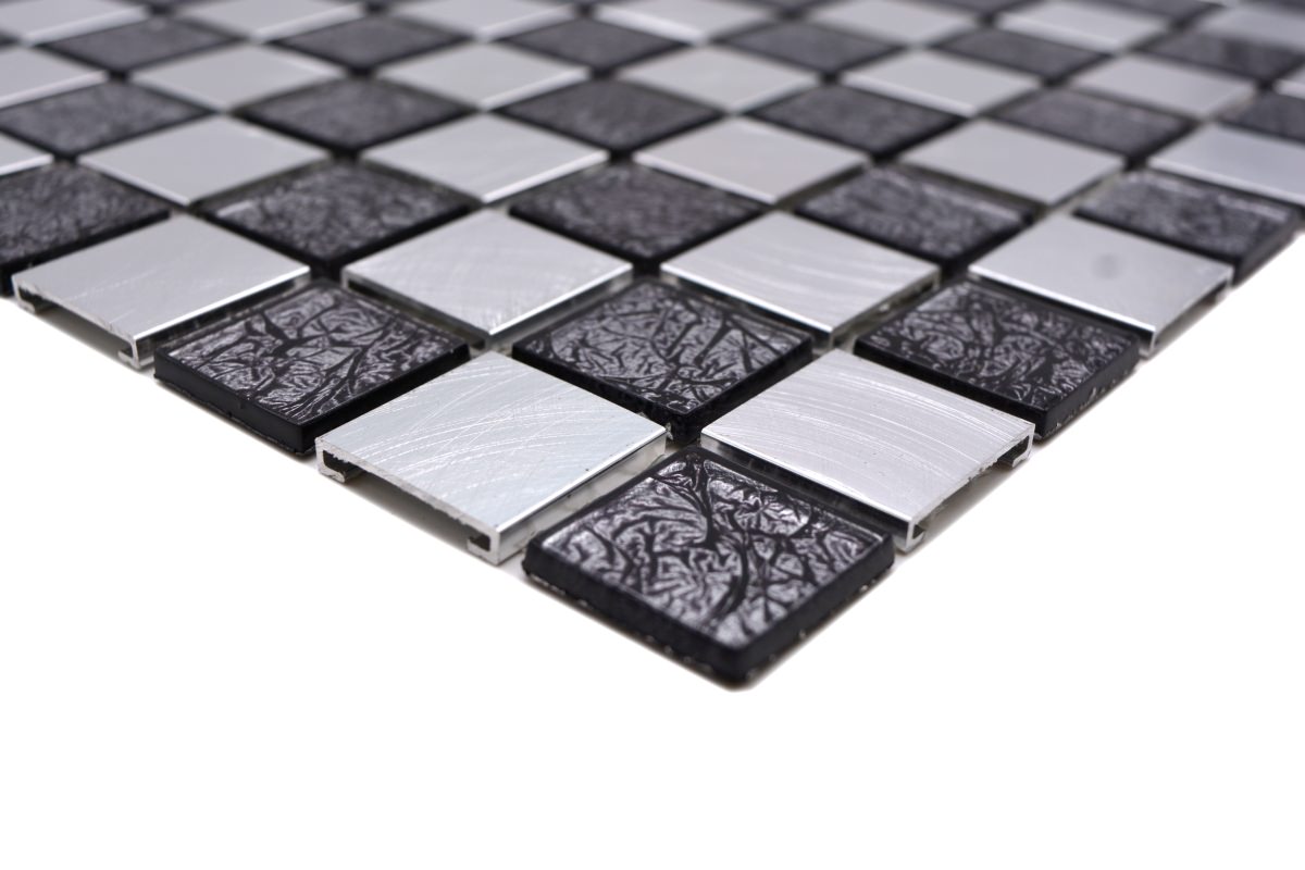  Black Mix Metal Glass Mosaic Wall Tile