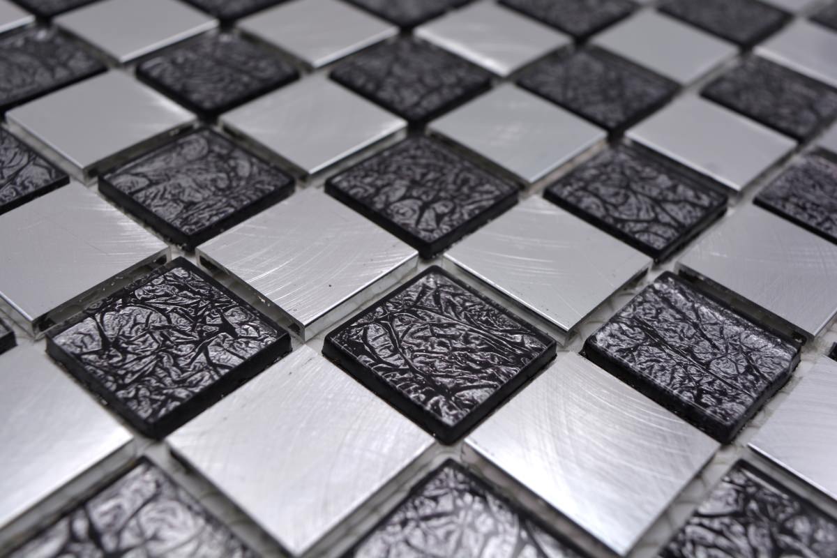 Cosmos Black Mix Metal Glass Mosaic Wall Tile
