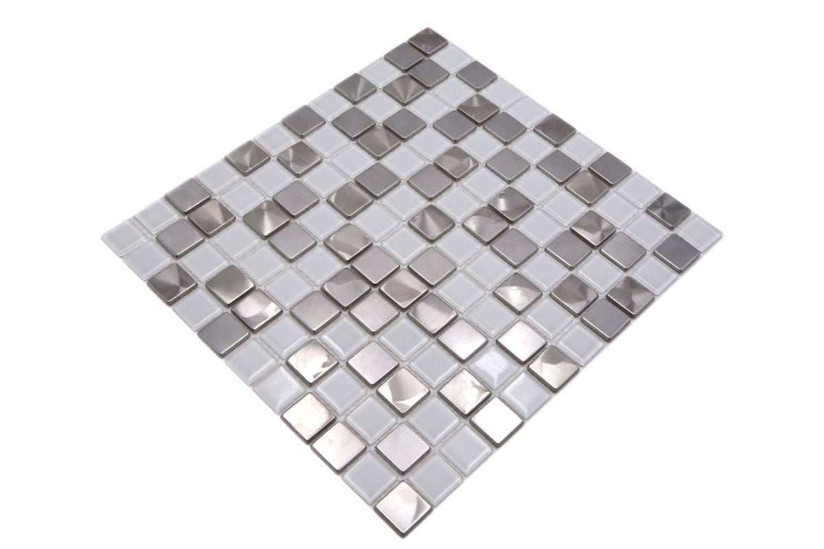 Silver Metal Glass Mosaic Wall Tile