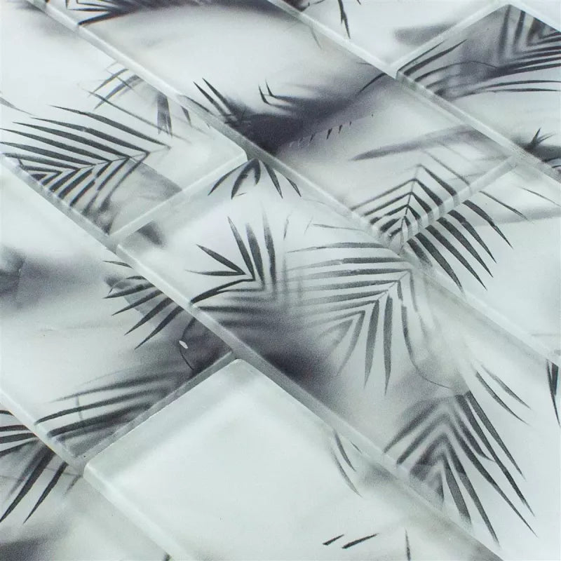 black leaf pattern tile