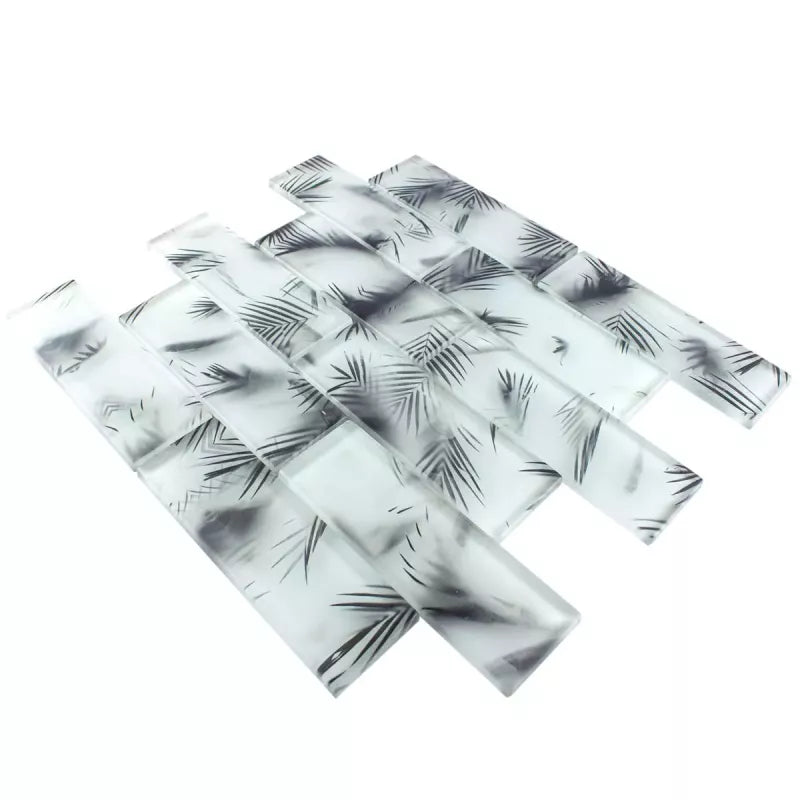 black pattern grey glass mosaic 