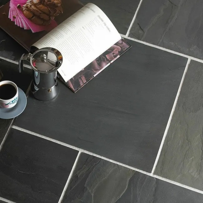 Black slate tiles