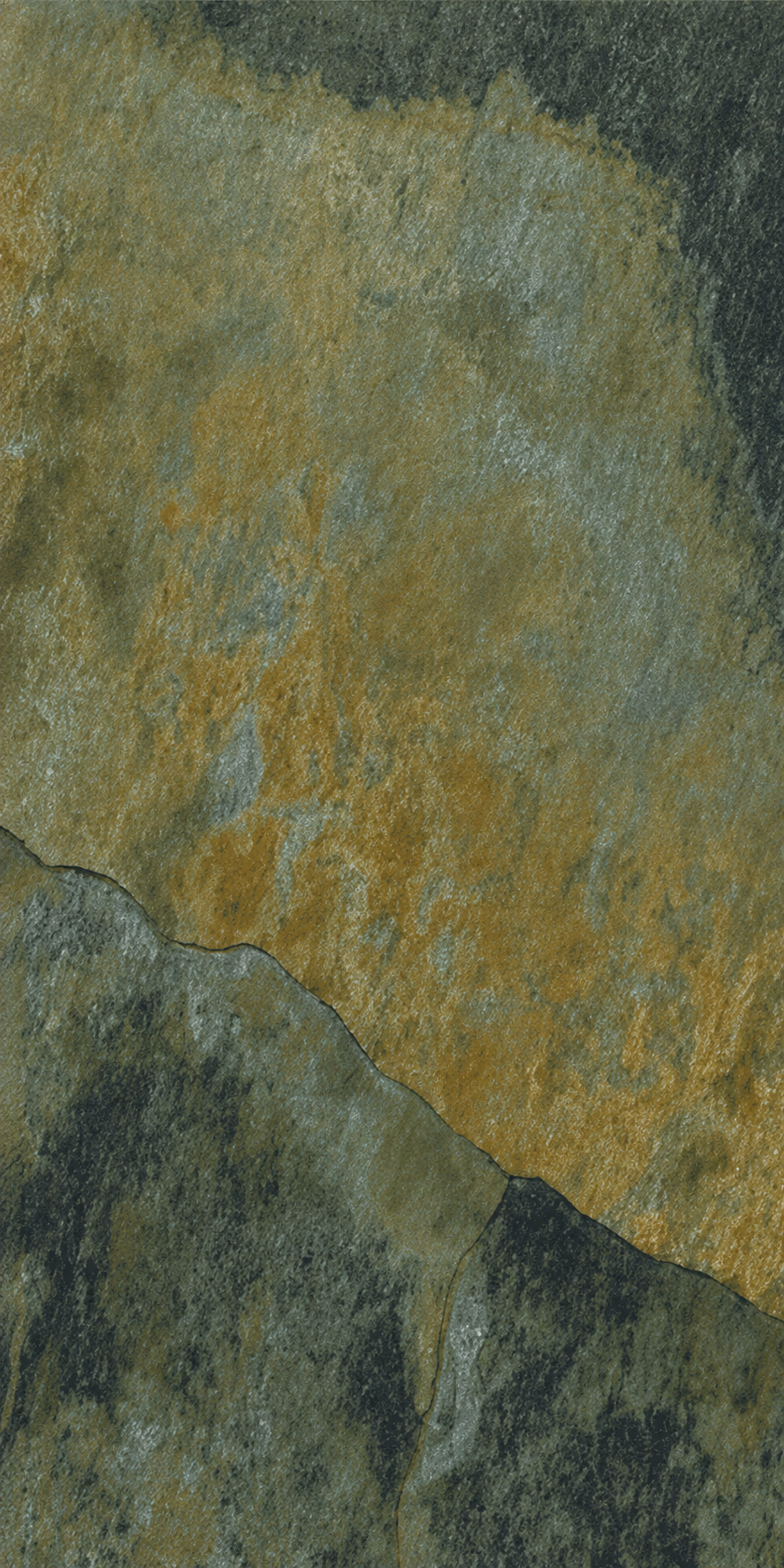 Country Farmhouse multicolour slate effect porcelain tile in grey, olive and subtle rust tones with realistic riven texture