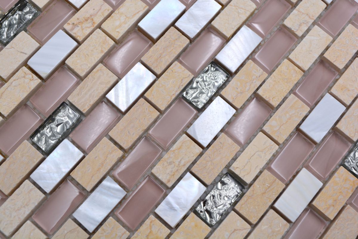 Marble and glass mosaic tile 