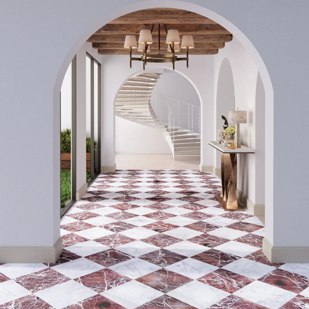 Red marble tile