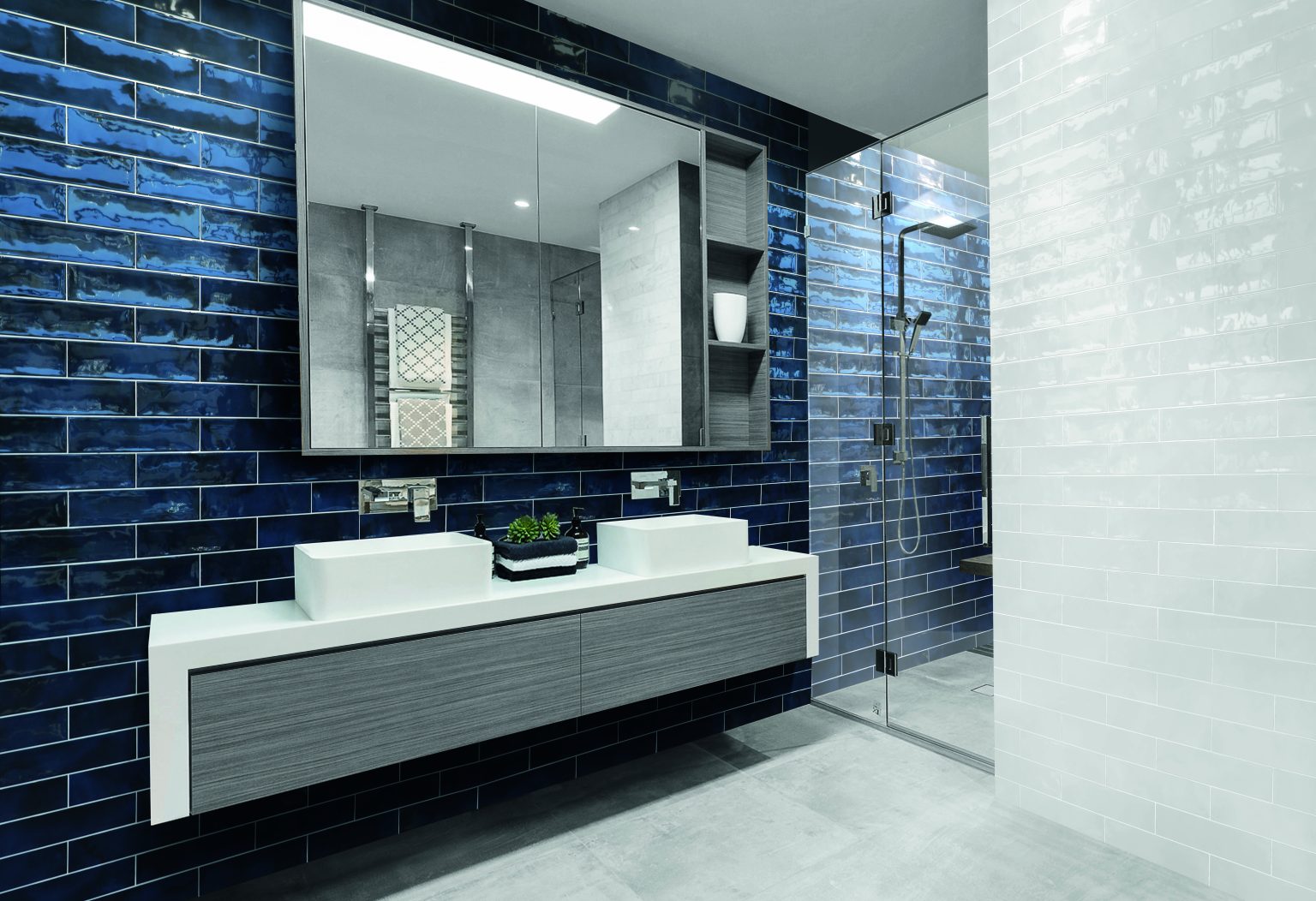 Dark Blue Ceramic Metro Wall Tiles 75x300 mm