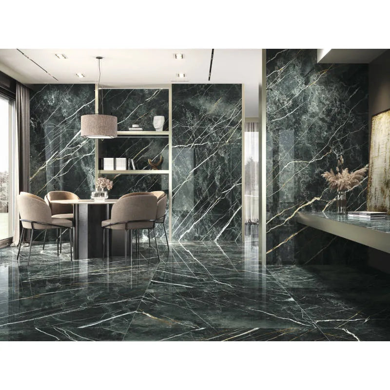 Green polished floor and wall tile 