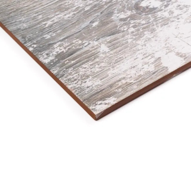 Disstressed Blue Matt Wood Effect Wall and Floor Tile edge 