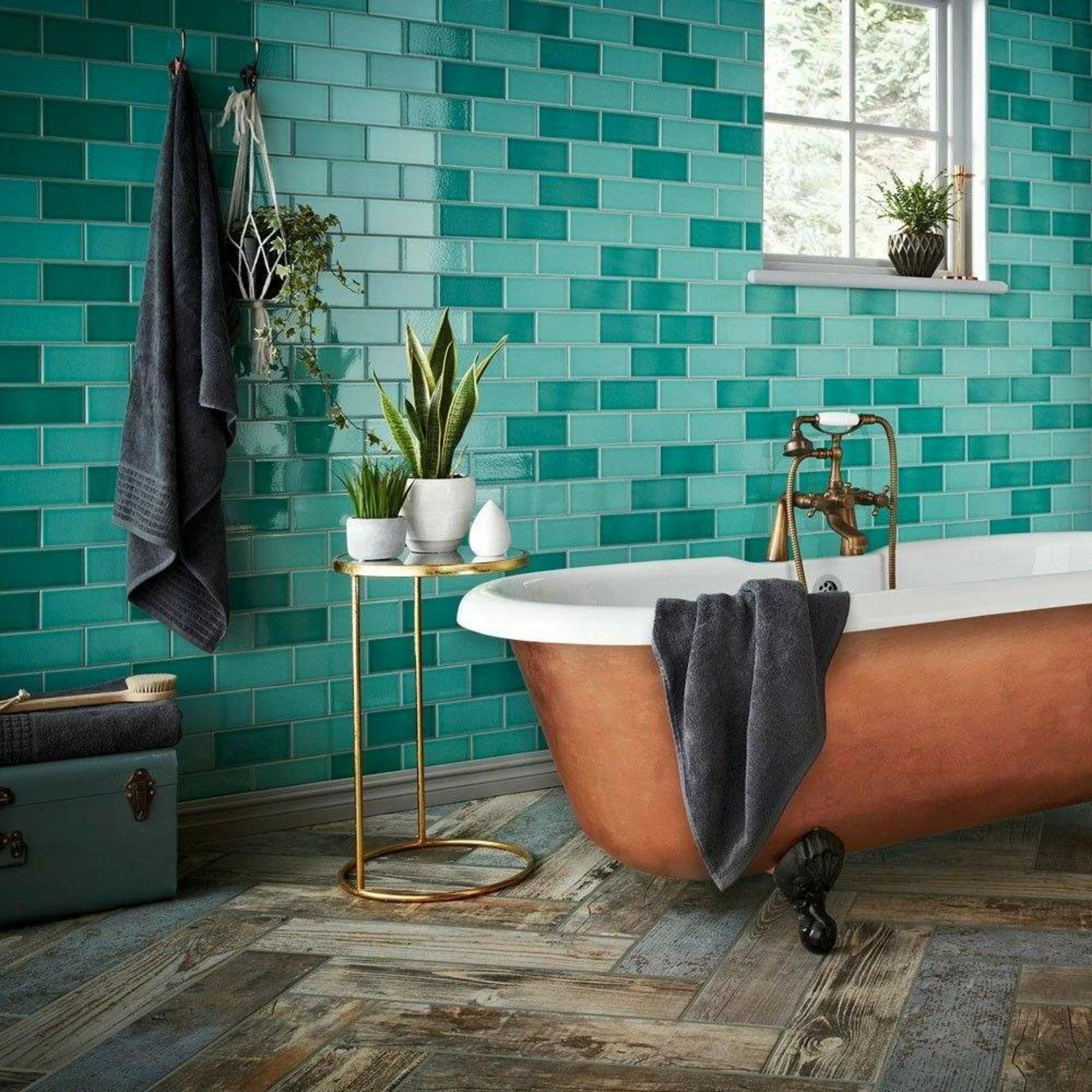 Rustic Blue Wood Effect Porcelain Floor Tiles