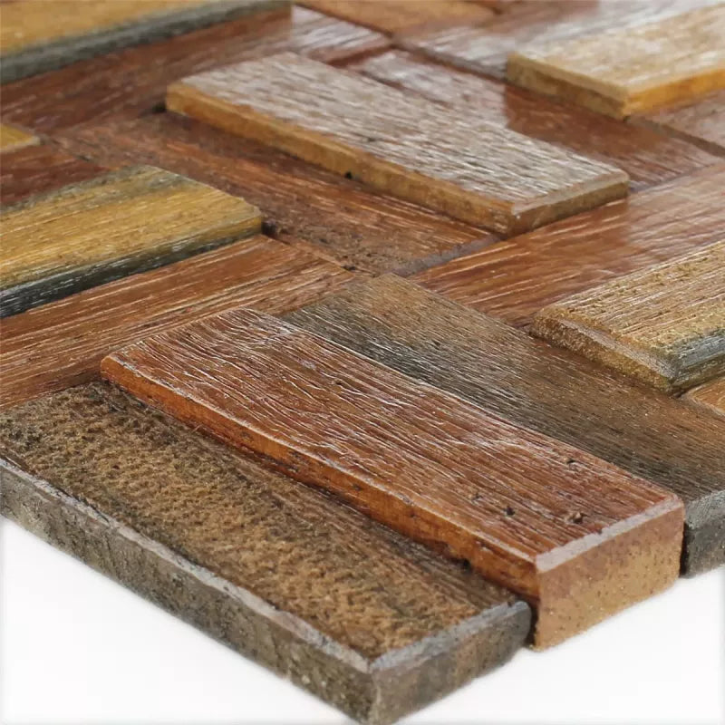 rustic wood mosaic tile