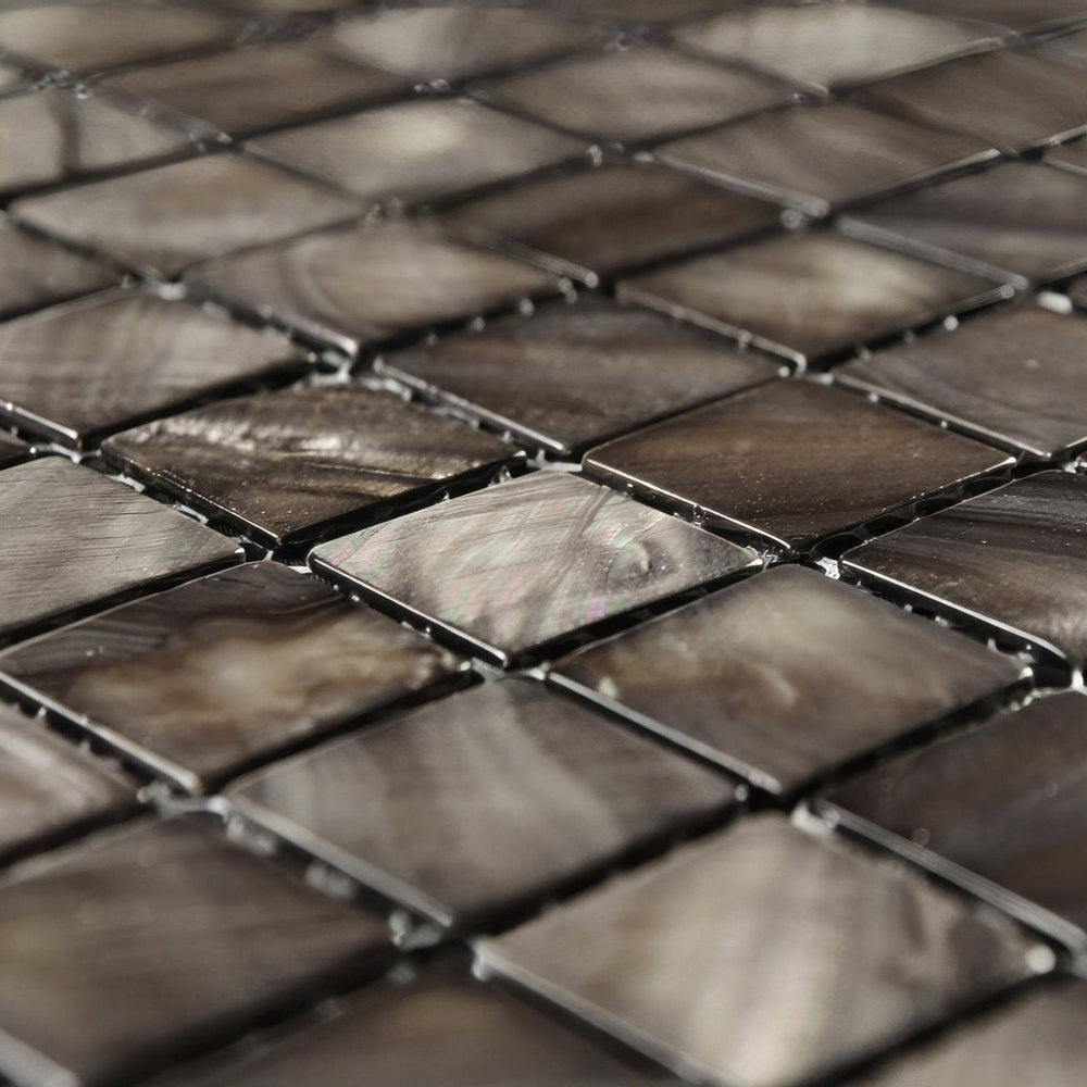 Grey pearl gloss square mosaic tile 