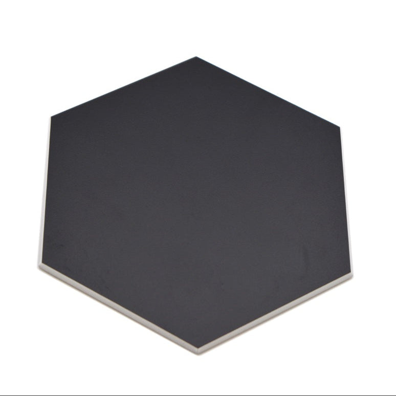 black hexagon wall tile