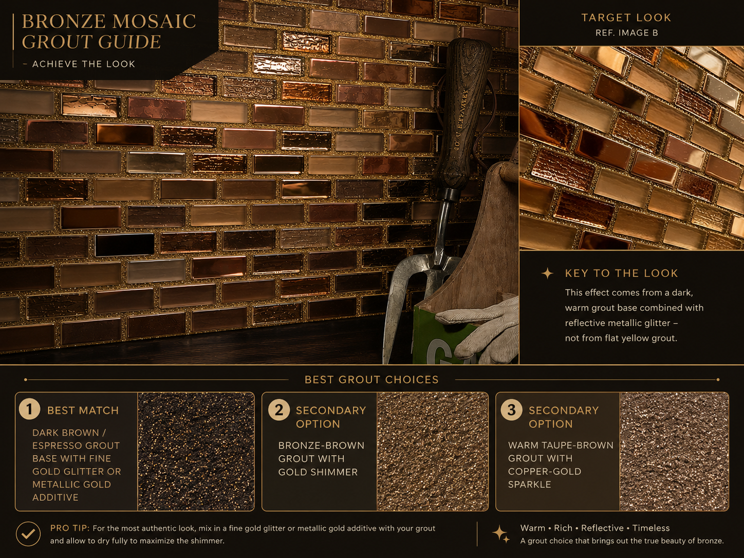 Bronze mosaic grout options 