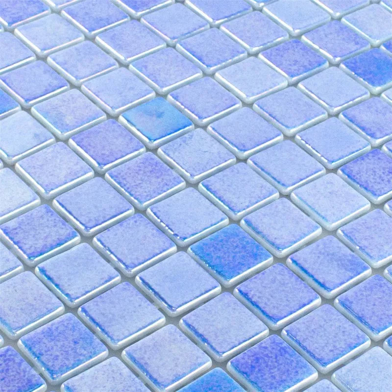 Close up Elysian Blue Swimming Pool Mosaic 316x316 mm - Luxury Tiles UK