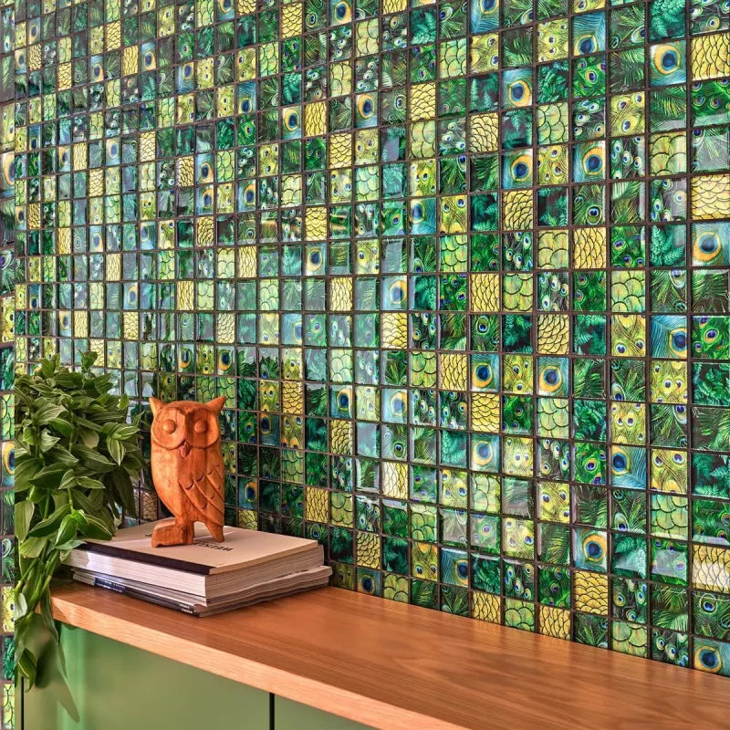 Green wall décor tiles