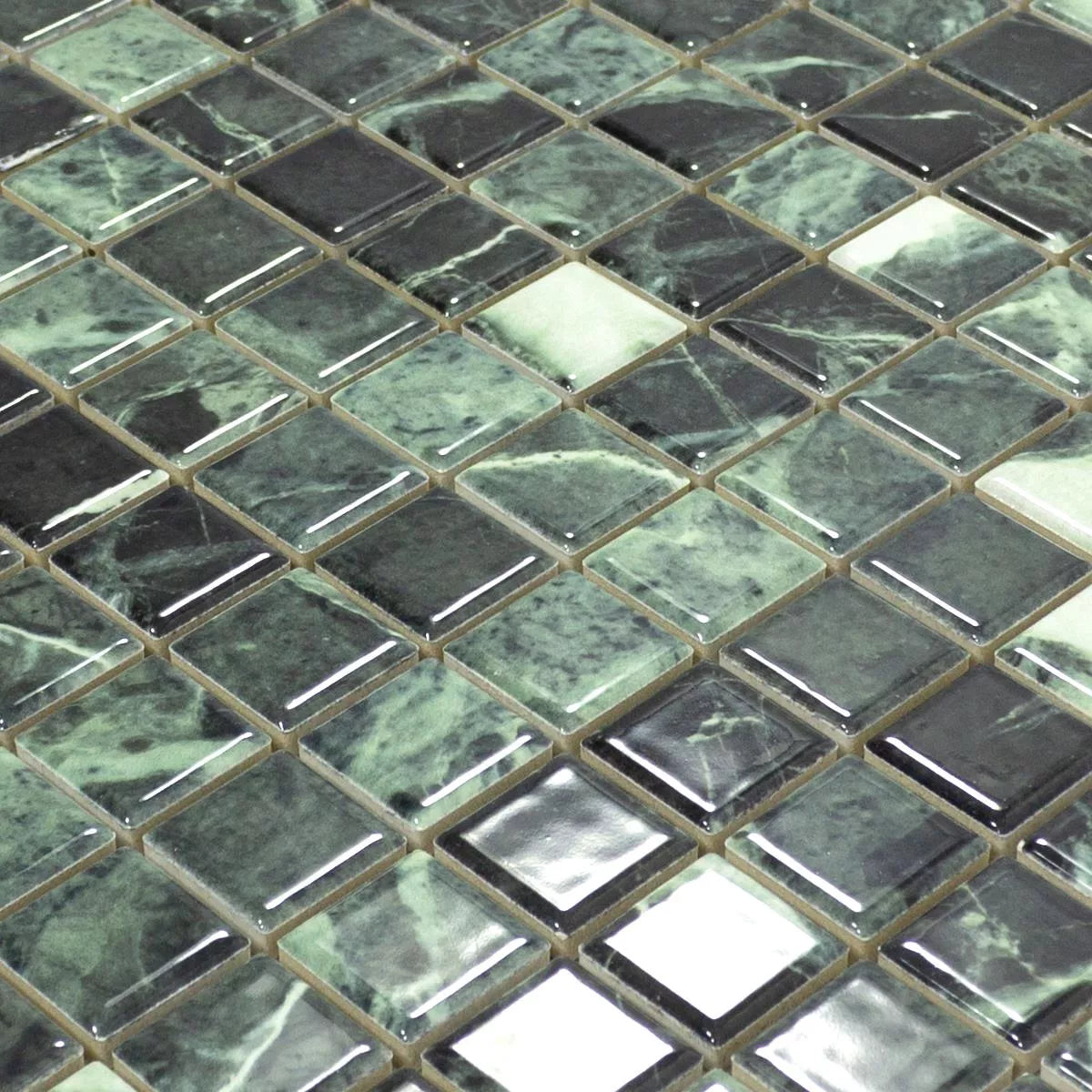 Green Polished Marble Porcelain Mosaic Tile 