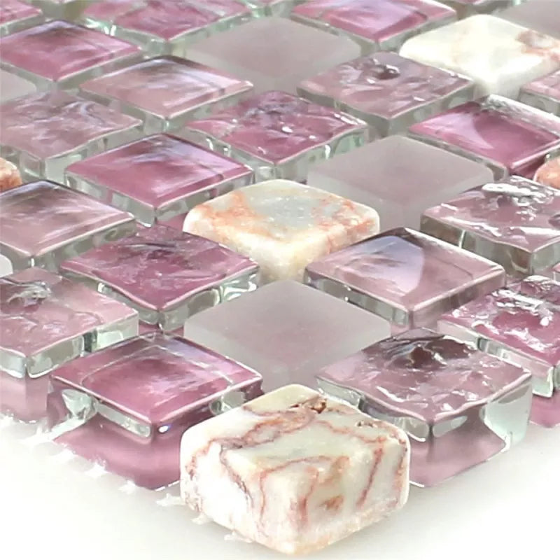 pink natural stone mosaic tile