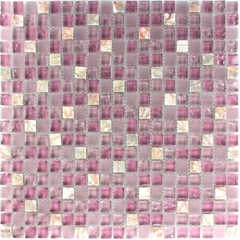 Emilia Pink Glass Natural Stone Mosaic Tile - Luxury Tiles UK