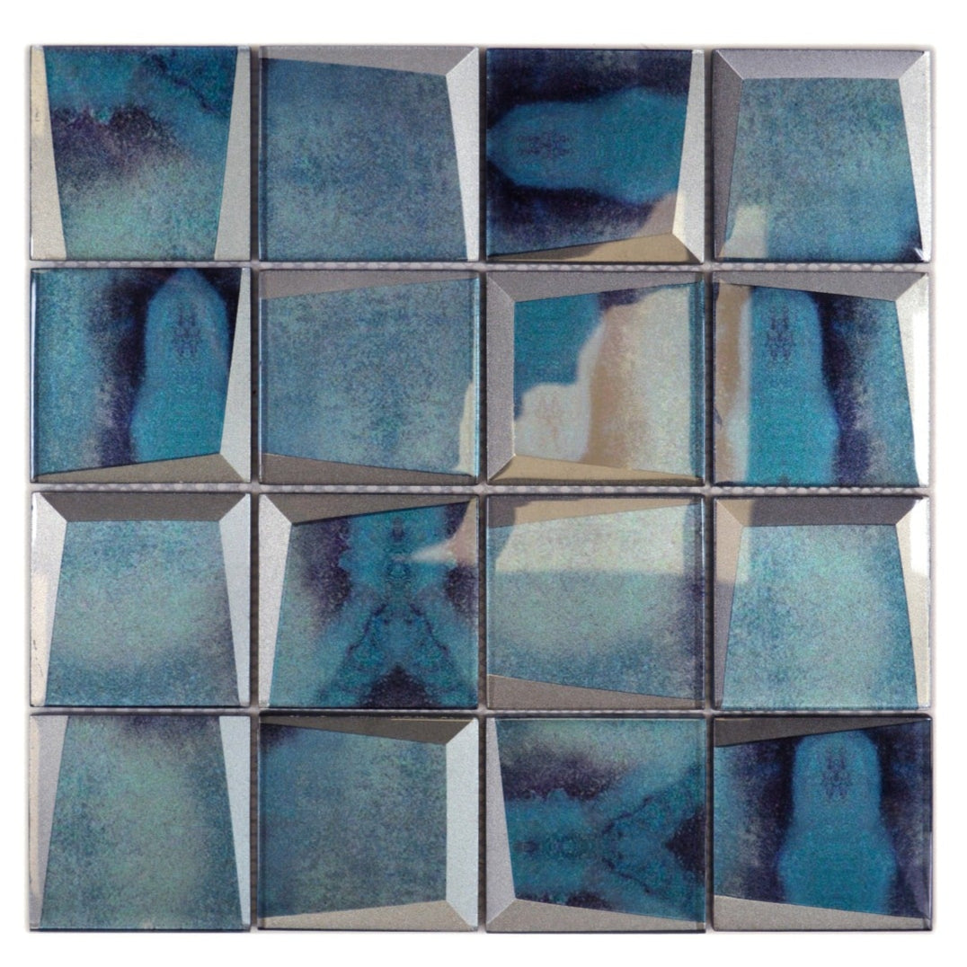 Mirror Mosaic Glass Tiles Blue