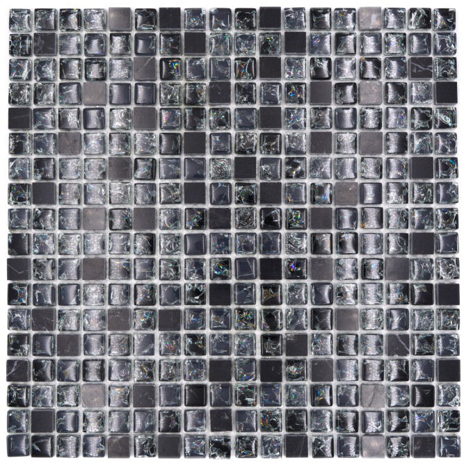 Felix Black Natural Glass Stone Mosaic Tile