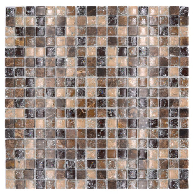 Mix brown glass and stone mosaic 