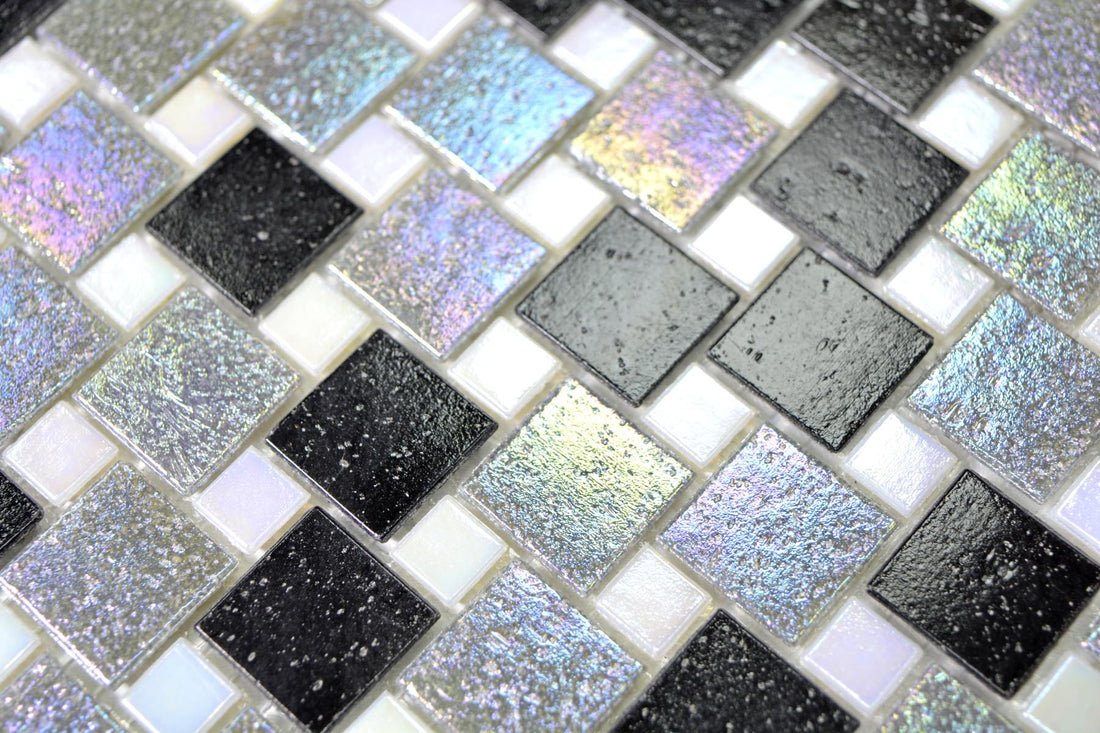 Glass Black Mix Mosaic Tiles