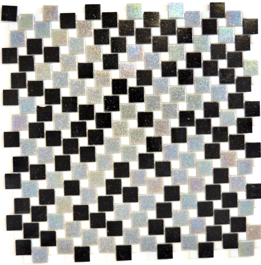 Fiji Glass Black Mix Mosaic Tiles