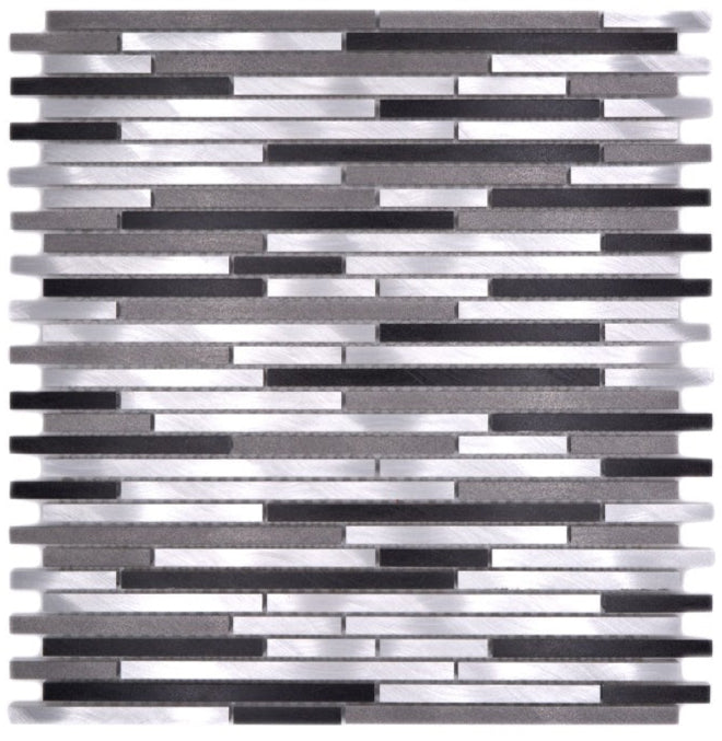 Flat Brickbond Rectangle Silver Aluminum Matt Long Stick Mosaic Tile