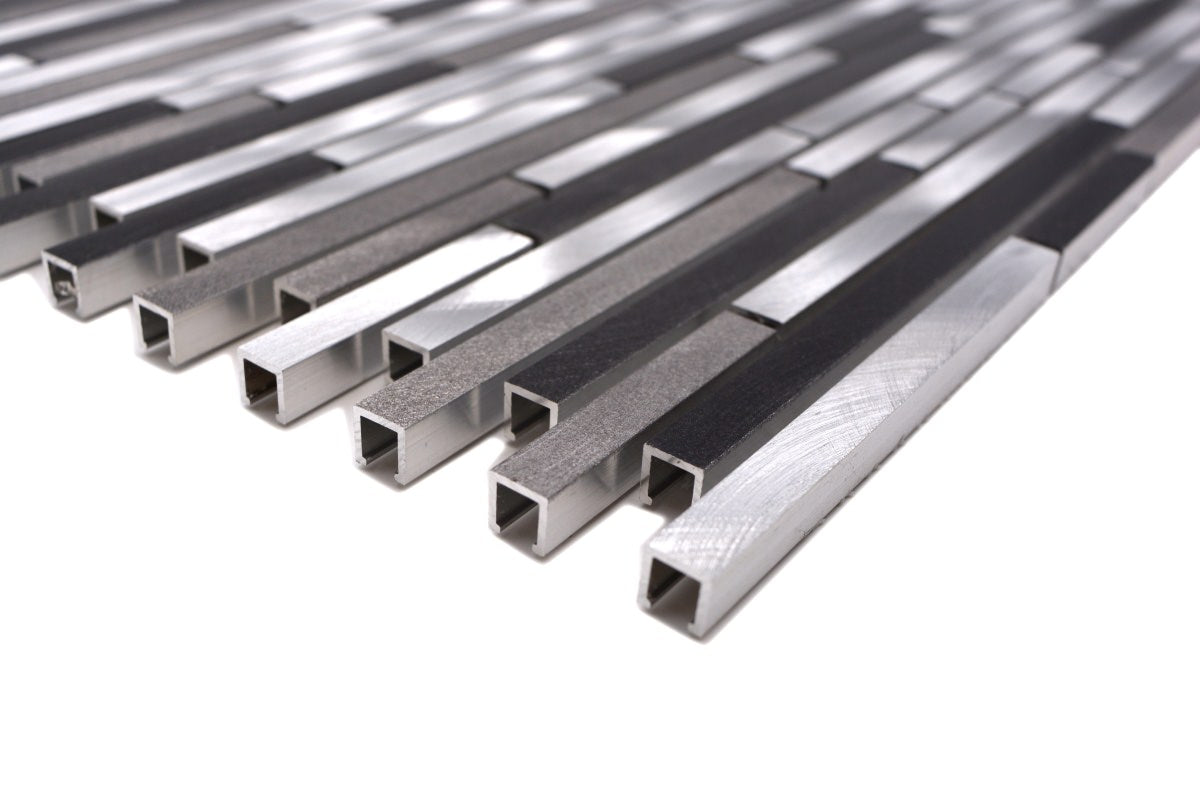 Rectangular Stick Types Flat Brickbond Rectangle Silver Aluminum Matt Long Stick Mosaic Tile